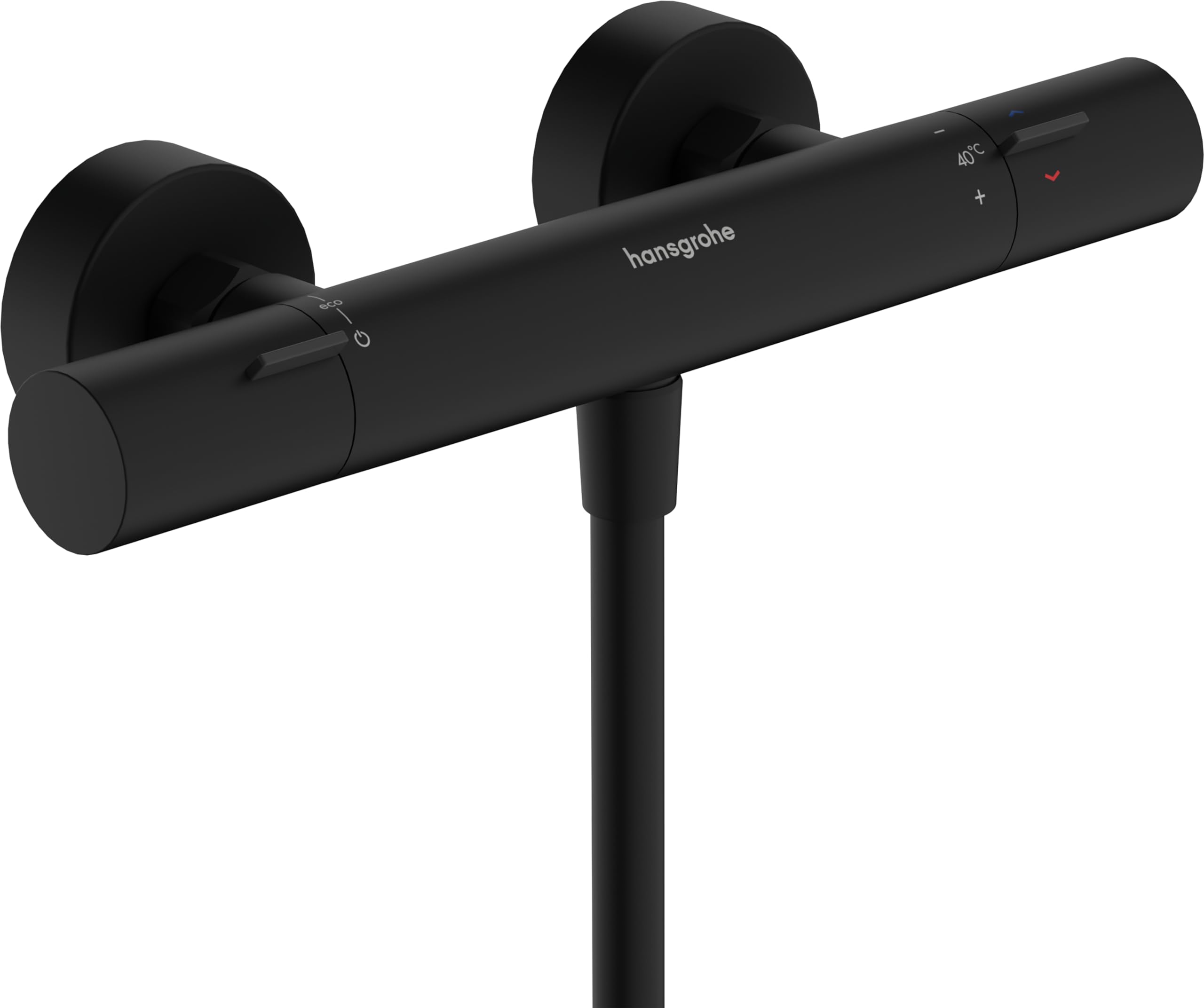 hansgrohe Ecostat Fine - Shower Thermostat Exposed with EcoStop+, Thermostatic Shower Mixer with Safety Stop at 40 °C, Thermostat for Showers, Mixer tap for 1 Function, matt Black, 13324670