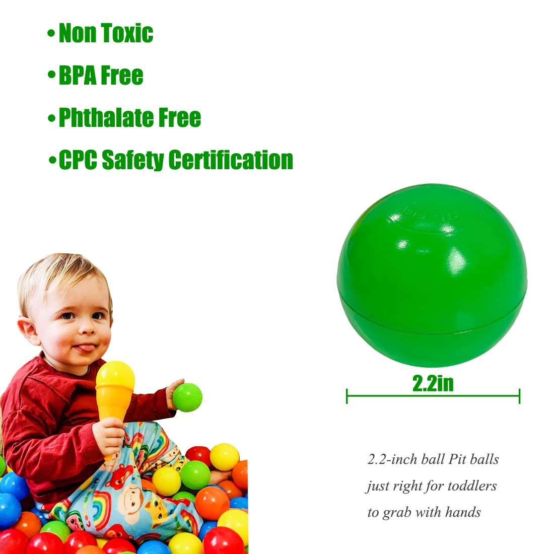 LANGXUN 50 100 200 Soft Plastic Ball Pit Balls for Kids, Gift for Baby Toddler Birthday Christmas, Ball Pit Play Tent, Baby Kiddie Pool Water Toys, Party Decoration