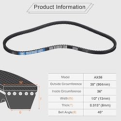 uxcell 4Pcs AX36 EPDM V-Belt, Raw Edge Cogged