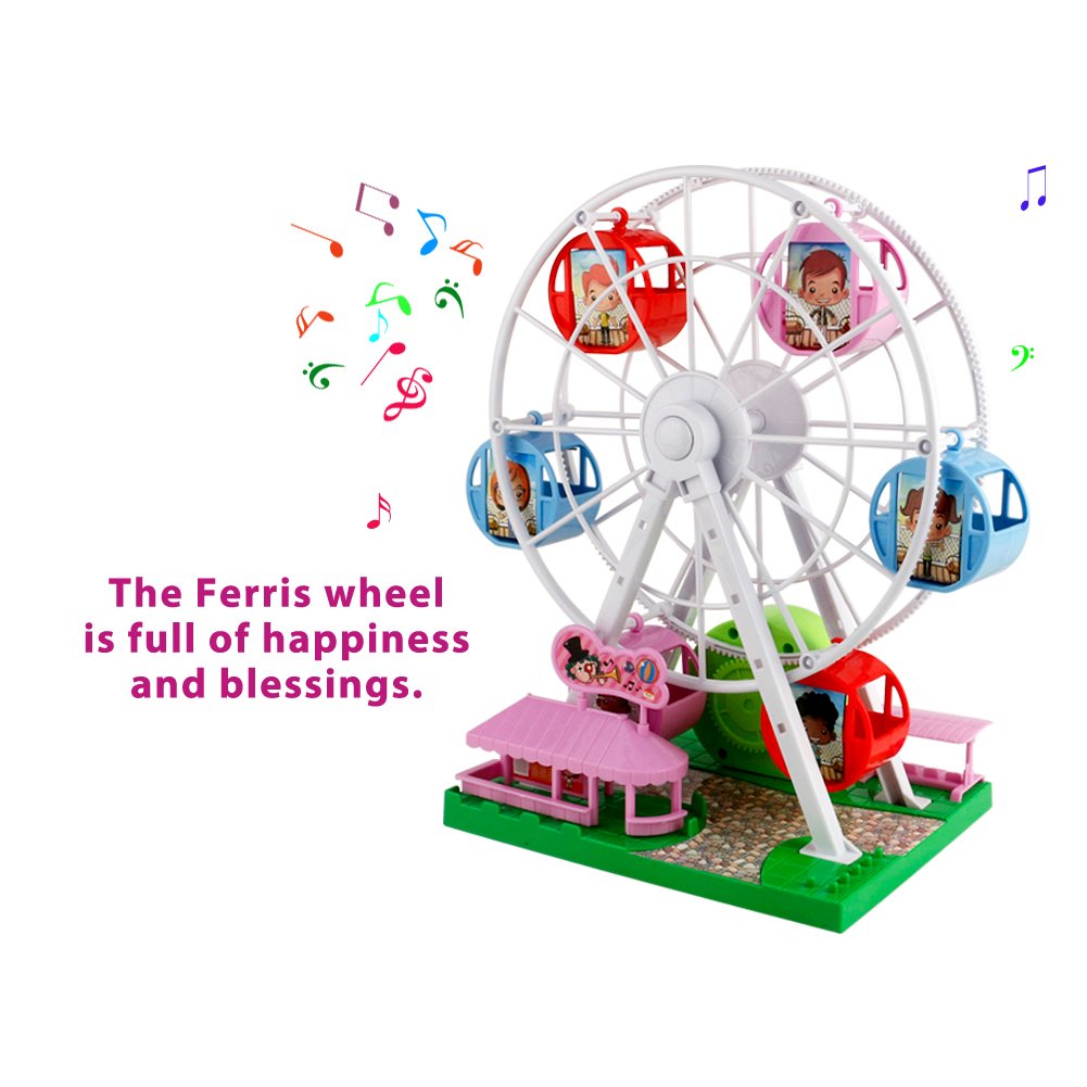 Ferris Wheel Music box toy, mini with 6 Spring Rotating Cabins, for Kids, Children, Boys, Girls, Babies and Infants over 36 Months
