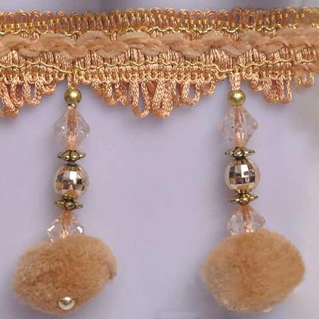 Amazon Com Wildgirl Pom Pom Trim Crystal Like Beaded Curtain