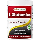Best Naturals L-Glutamine Powder - 1 Pound - 100% Pure and Free Form - Glutamine Recovery Powder - Clinically Proven Recovery Aid for Men and Women (817716014555)