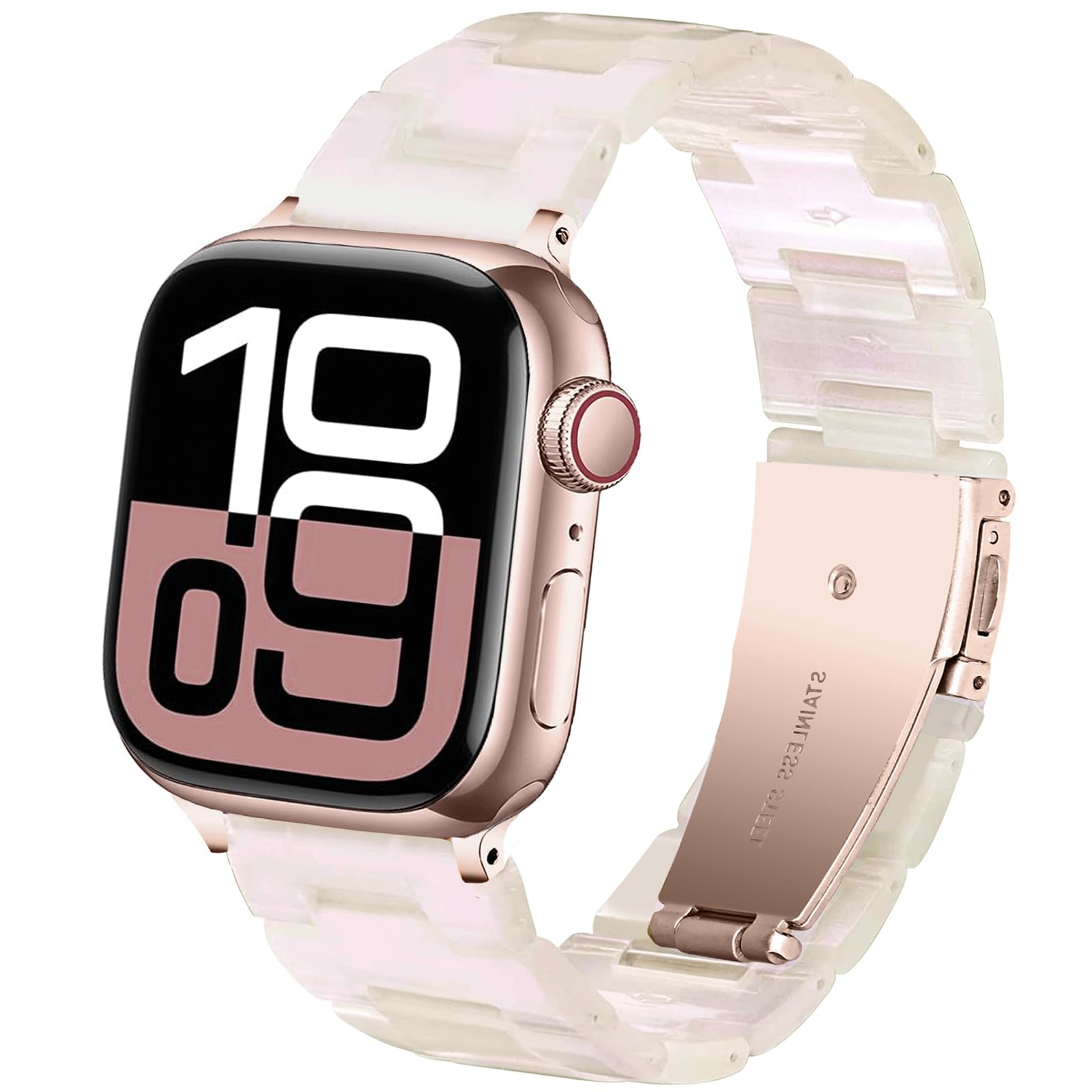 DEALELE Bands Compatible with Apple Watch 42mm 41mm 40mm 38mm, Colorful Resin Replacement Strap for iWatch Series 10/9 / 8/7 / SE / 6/5 / 4/3 Women Men, Mermaid pink — image 1