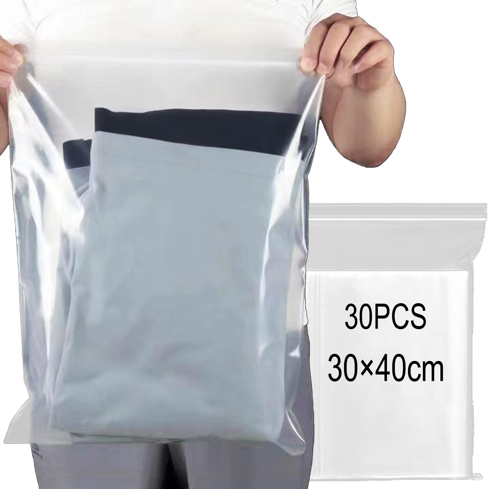 GESDYO Clear Seal Bags Waterproof Luggage Organiser 30Pcs Reusable and Sealable Plastic Bag, Suitable for Travel, Business Travel, Office, and Home Storage 30X40CM