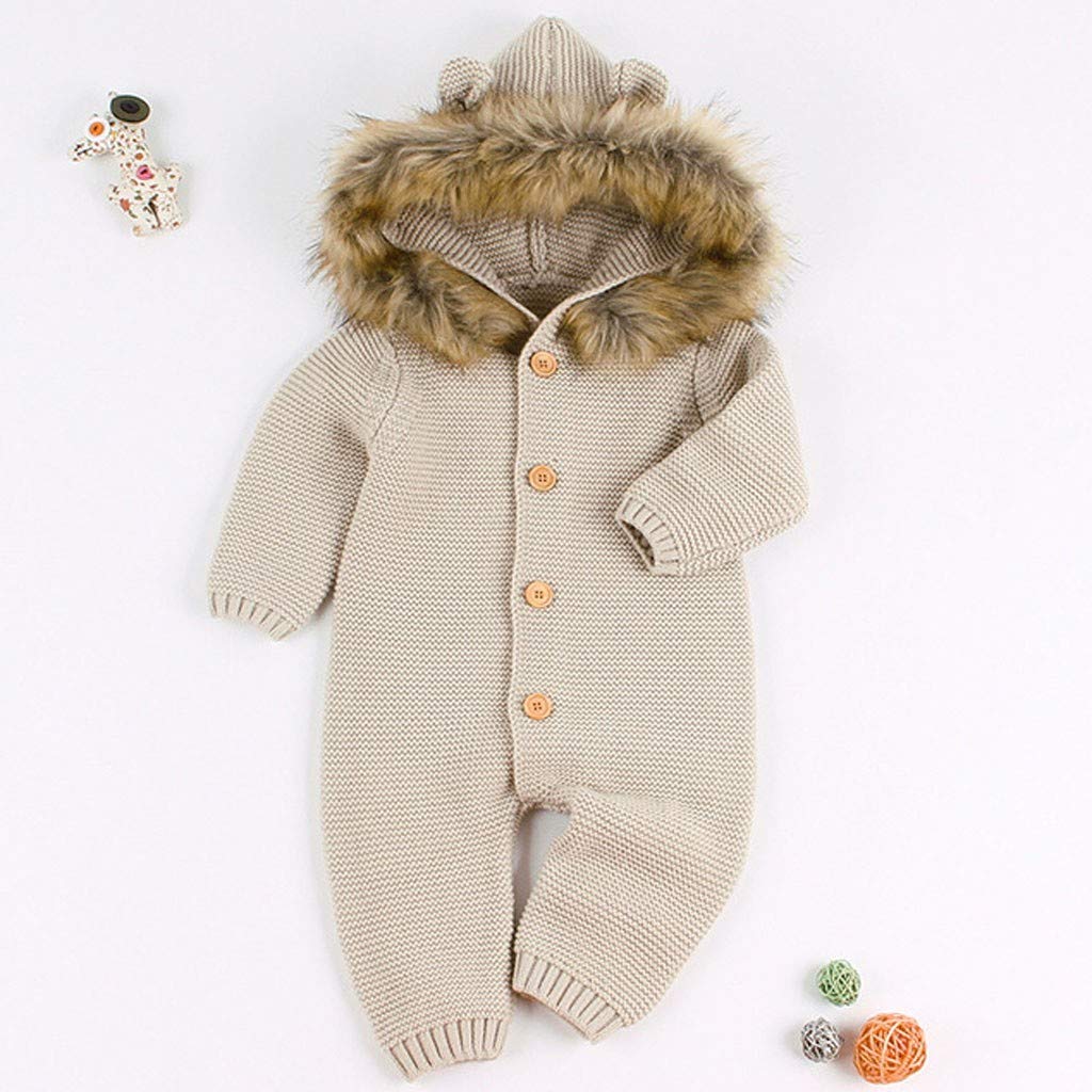 Pyjama Bebe Fille 0 24 Mois Hiver Body Bebe Manche Longue Automne Day8 Vetement Bebe Garcon Naissance Combinaison Barboteuse Bebe Garcon Pull Capuche Avec Fausse Fourrure Grenouillere Bebe Fille Combinaisons Et Barboteuses