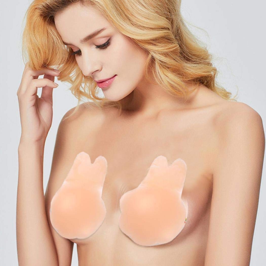 Yirind 1 Pair Women Silicone Invisible Bra Nipple Covers Adhesive Strapless Backless Bra Adhesive Bras,Diameter 4inch Pink