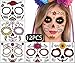 Sugar Skull Face Temporary Tattoos - Day of the Dead Halloween Masquerade Party Decorations Supplies