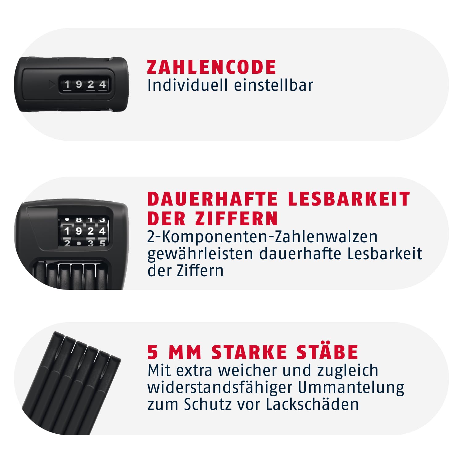 ABUS Faltschloss Bordo 6000C mit SH-Schlosshalter - Zahlenschloss aus gehärtetem Stahl - mit 4-stelligem Code - ABUS-Sicherheitslevel 10 - Länge 90 cm 4