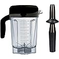 For Vitamix 64oz Low-Profile Blender Pitcher with tamper, Compatible with Vitamix 5000 5200 6300 7500 pro500 pro750 vm0101 vm0102 vm0185 E310 e520 asy195 108300 ascent etc Blender