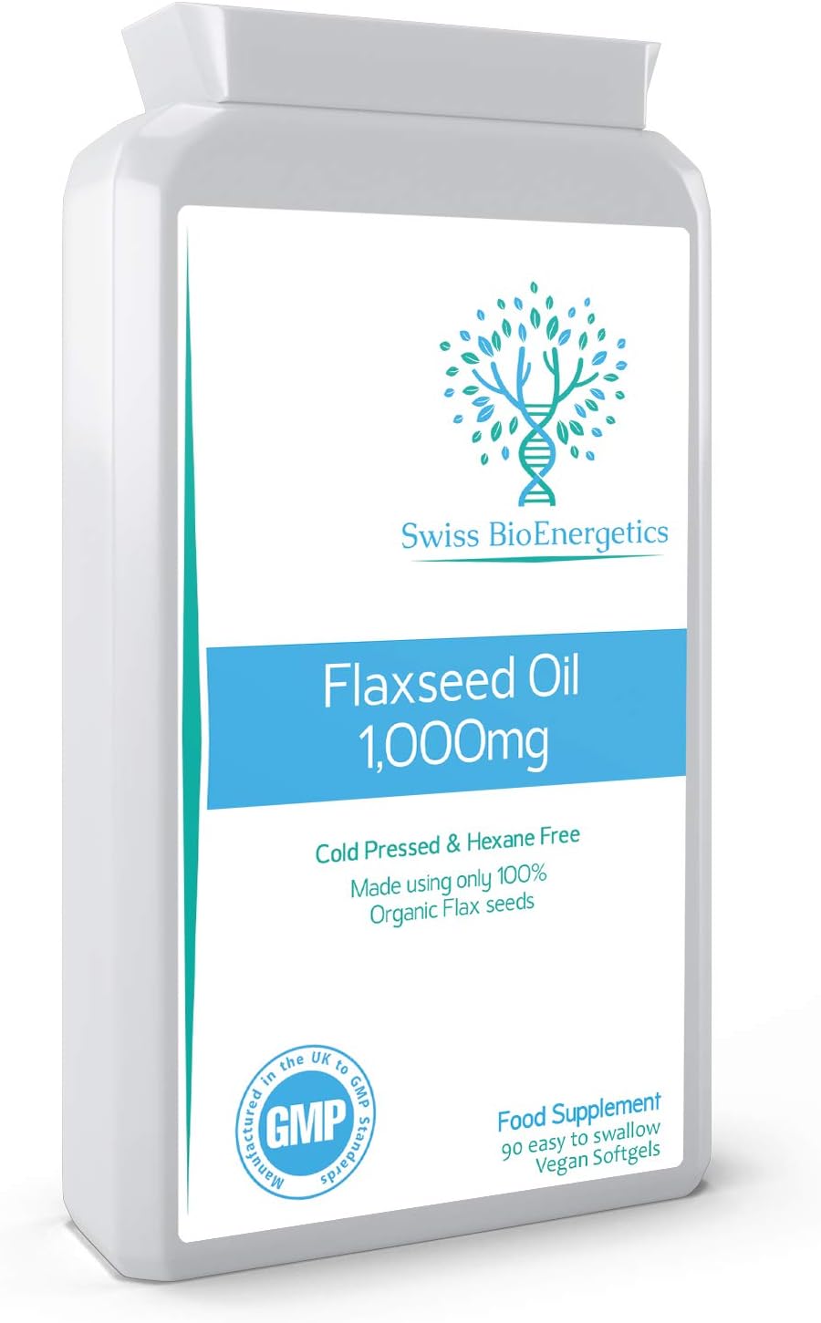Flaxseed Oil Capsules 1000mg, 90 Vegan Soft Gels, High in Omega 3, 6, 9, Made with only Cold Pressed, Hexane Free Flax Seed