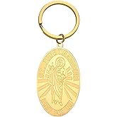kkjoy Saint Jude Thaddeus PRAY FOR US Keyring Stainless Steel Religious Medal Keychain Purse Bag Accessories for Women Men
