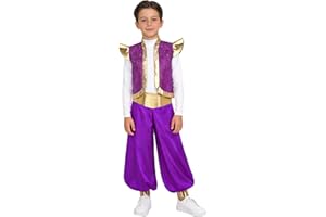 Jelory Boys Arabian Prince Costume Kids Arab Outfit Arabic Fairy Tale Vest Top And Harem Pants Set