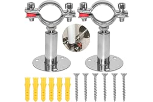 Beduan 2 Inch Stainless Steel Pipe Support Wall Ceiling Mount Pipe Strap Clamp Adjustable Pipe Bracket Holder for PVC Metal Water Pipe Tube Fitting (Range 51-57mm/2-2.24",Height:100mm-200mm)