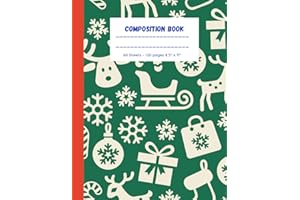 Christmas Print Wide Ruled Composition Notebook:Large (8.5 x 11 inches) - 120 Pages For Homework, Diaries, Holidays Gifts For Adults, For Kids, For Children: 6