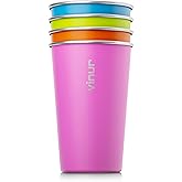 VINUR 4 Pack Stainless Steel Cups 16 oz Pint Tumbler Stackable Metal Drinking Glasses for Travel, Camping, Outdoors (Sky Blue-Orange-Hot Red-Apple Green)