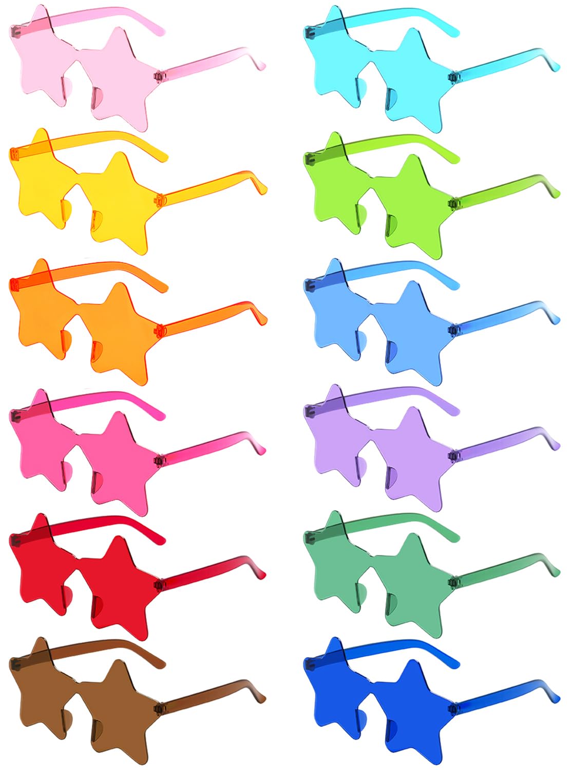 Photo 1 of 12 Pairs Star Kids Sunglasses Bulk Colorful Rimless Star Glasses for Women Adults Fun Trendy Transparent Star Sunglasses Birthday Party Favor