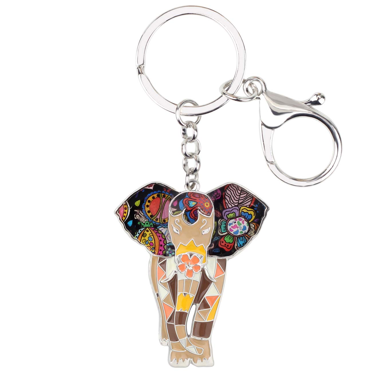NEWEI Enamel Elephant Keychain Charms Accessories Keyrings Elephant Gifts for Women Girls (Brown) — image 1