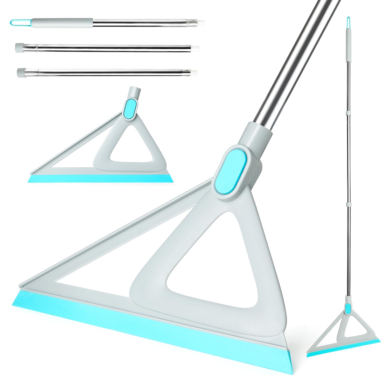 XXFLOWER Multifunction Silicone Broom,Squeegee Broom Sweeping Water and Pet Hair,Rubber Magic Sweeper for Floor Bathroom Kitchen Shower,Rugs,Glass Windows(Gray Blue)