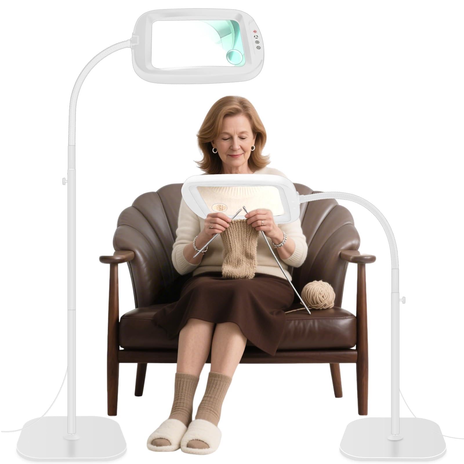 Photo 1 of 30X 10X Extra Large Floor Magnifying Glass with Light and Stand,60 LED Flexible Gooseneck Floor Magnifying Lamp with 5 Color Modes, 2-in-1 Lighted Magnifiers for Close Work, Sewing,Crafts, Painting