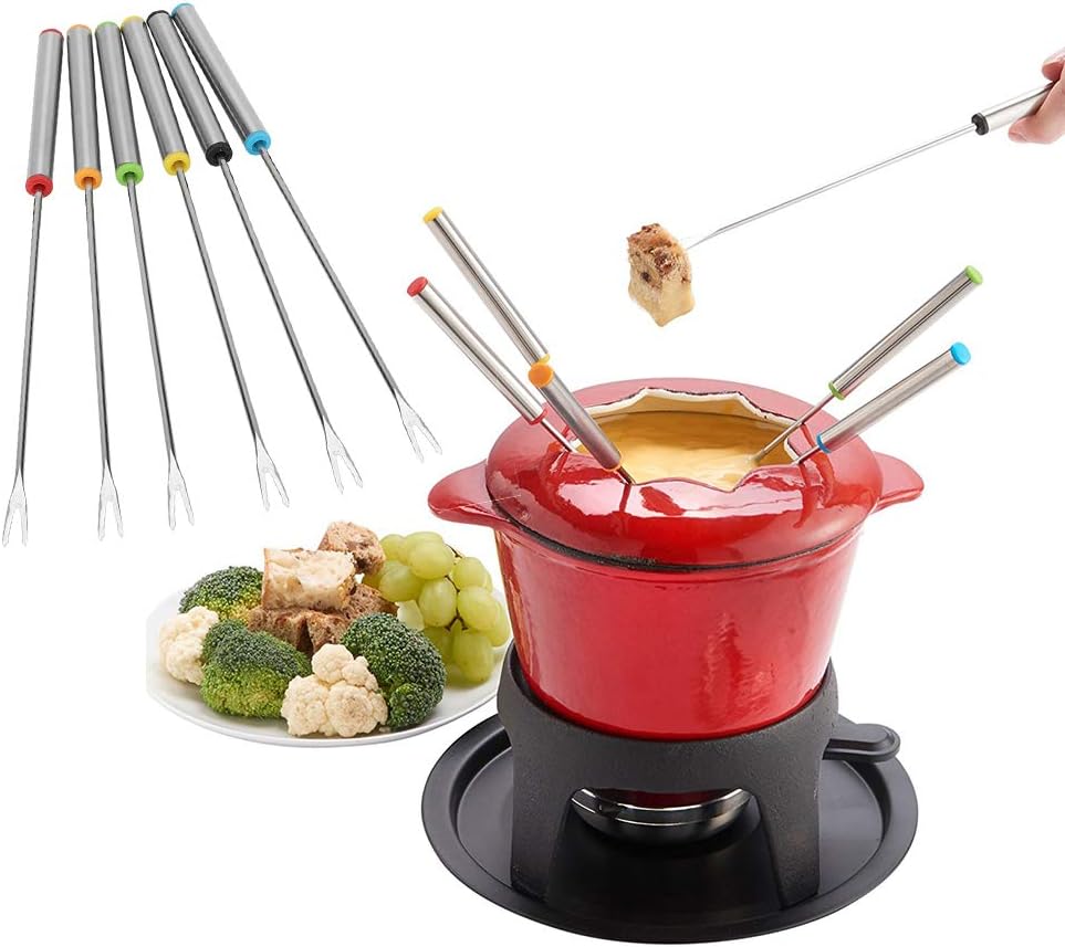 6Pcs Fondue Forks, 24cm LongHandled Stainless Steel Fruit Chocolate