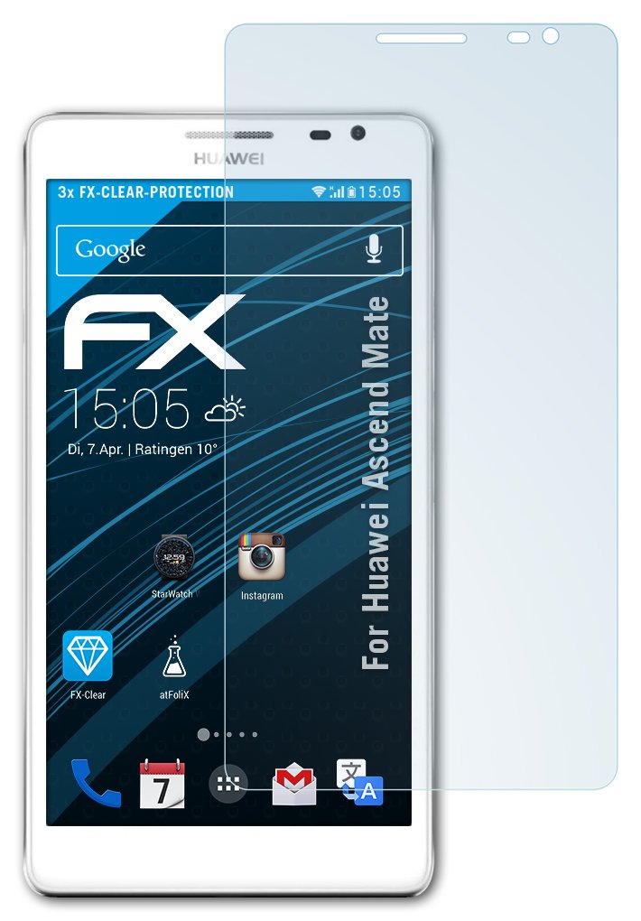 Displayschutz@FoliX atFoliX FX-Clear Premium Crystal-Clear Screen Protectors for Huawei Ascend Mate (Pack of 3)
