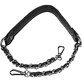 uxcell 24" 2Pcs Classic Iron Flat Chain Strap Handbag Chains Purse Handles Shoulder Replacement Strap, Black & Grey