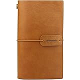 Refillable Travelers Notebook - Small Classic Writing Journal - Vintage Handmade Leather Note Book for Men and Women 4.72 X 7