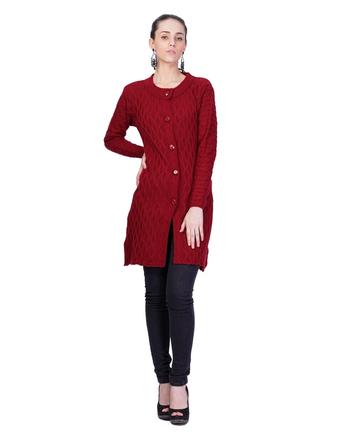 montrex maroon long coat for women