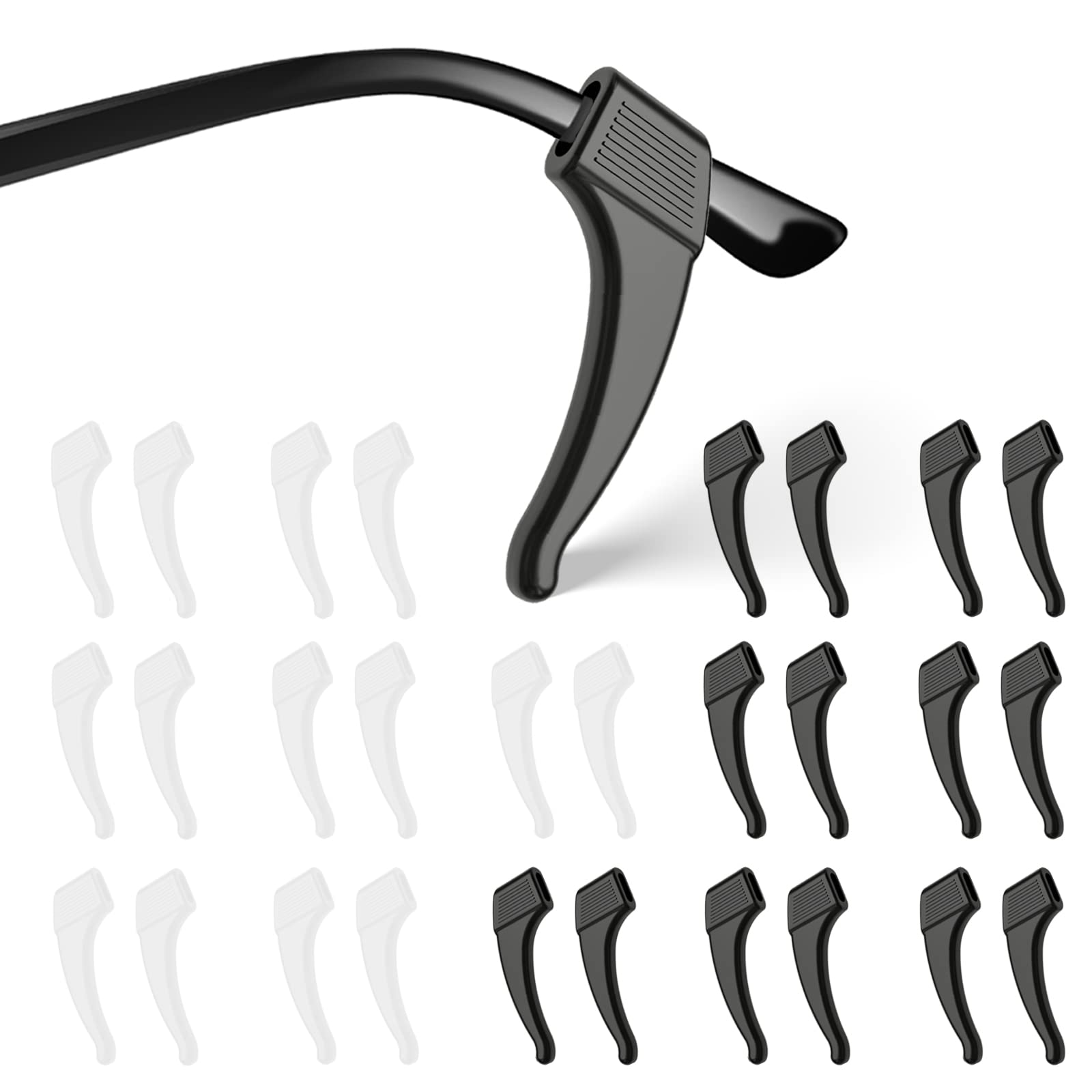 Photo 1 of SMARTTOP 16Pairs Anti-Slip Eyeglass Ear Grips Hook, Comfortable Silicone Elastic Eyeglasses Temple Tips Sleeve Holder-For Eyeglasses Sunglasses Spectacles Glasses Reading (8 Black & 8 Clear)