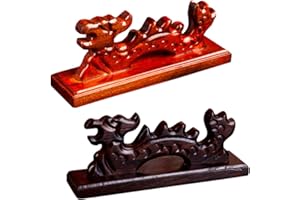 DREAM_LIGHT 2Pcs Chinese Calligraphy Brush Rack, Water Color Brush Rest, Dragon Shape Retro Vintage Wood Writing Drawing Painting Brush Rest Stand Pen Holder