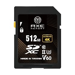 AXE MEMORY SD Card 512GB V60, 245MB/s UHS-II U3 4K
