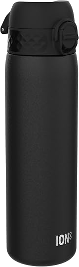 Ion8 Lightweight Steel Water Bottle 600 ml Non-Insulated Black