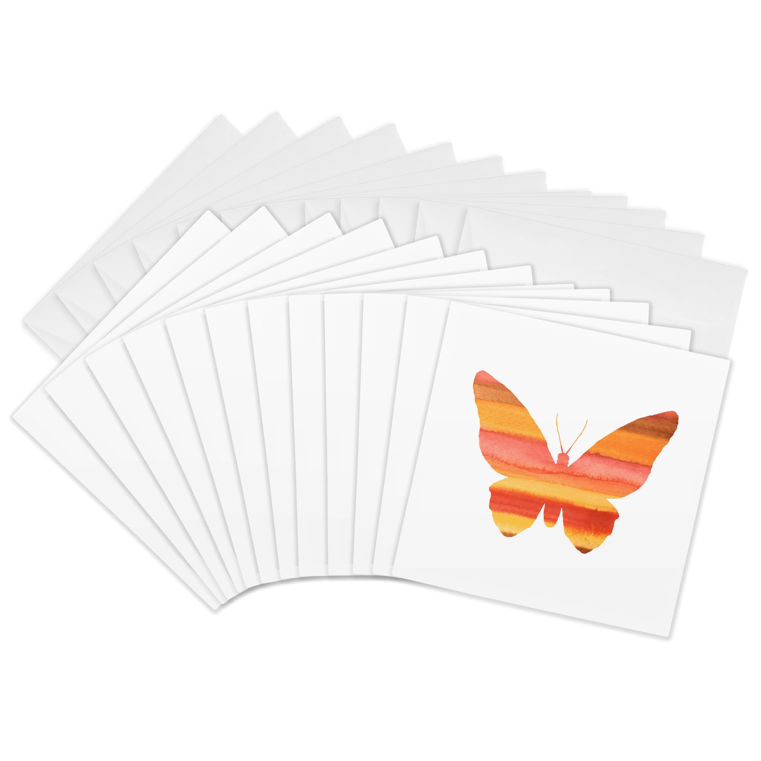 3dRose gc_281631_2 6 x 6-Inch "Image of Watercolor of Coral Yellow and Orange Butterfly" Greeting Card (Set of 12)