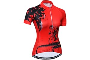 JPOJPO Women Cycling Jersey Short Sleeve Breathable with Pockets Flower