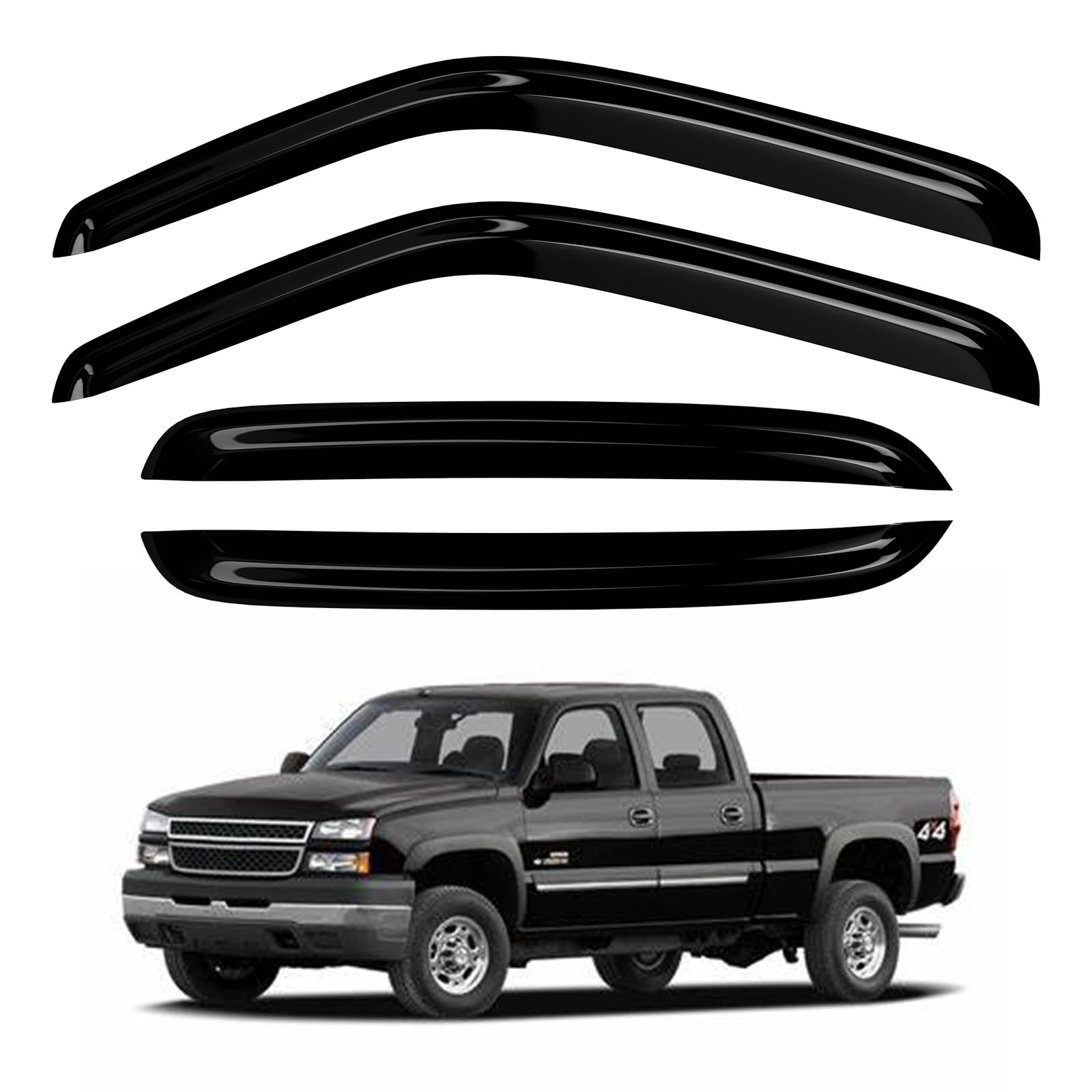 Photo 1 of DimFlux Window Visors Rain Guards for Chevy/GMC 2001-2007 Silverado/Sierra Crew Cab,for 2000-2006 Suburban 1500/2500 & Yukon Xl 1500/2500 for 2002-2006 Cadillac Escalade Sun Protection Wind Deflectors