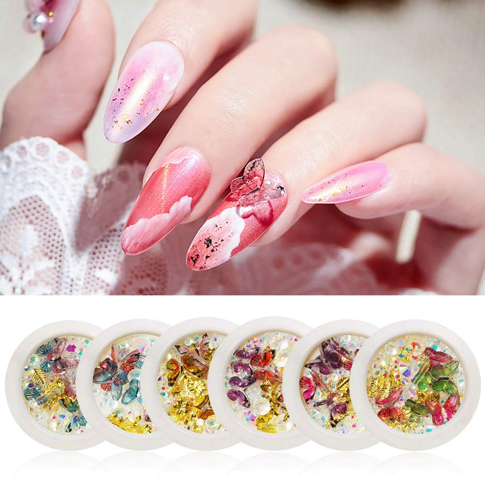 Download Torokom 6 Boxes Butterfly Nail Art Charm Set 3d Butterfly Nail Felton Com My