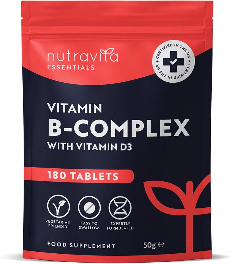 Nutravita Vitamin B Complex 180 Tablets 6 Months High Strength B1-B12 Biotin D3