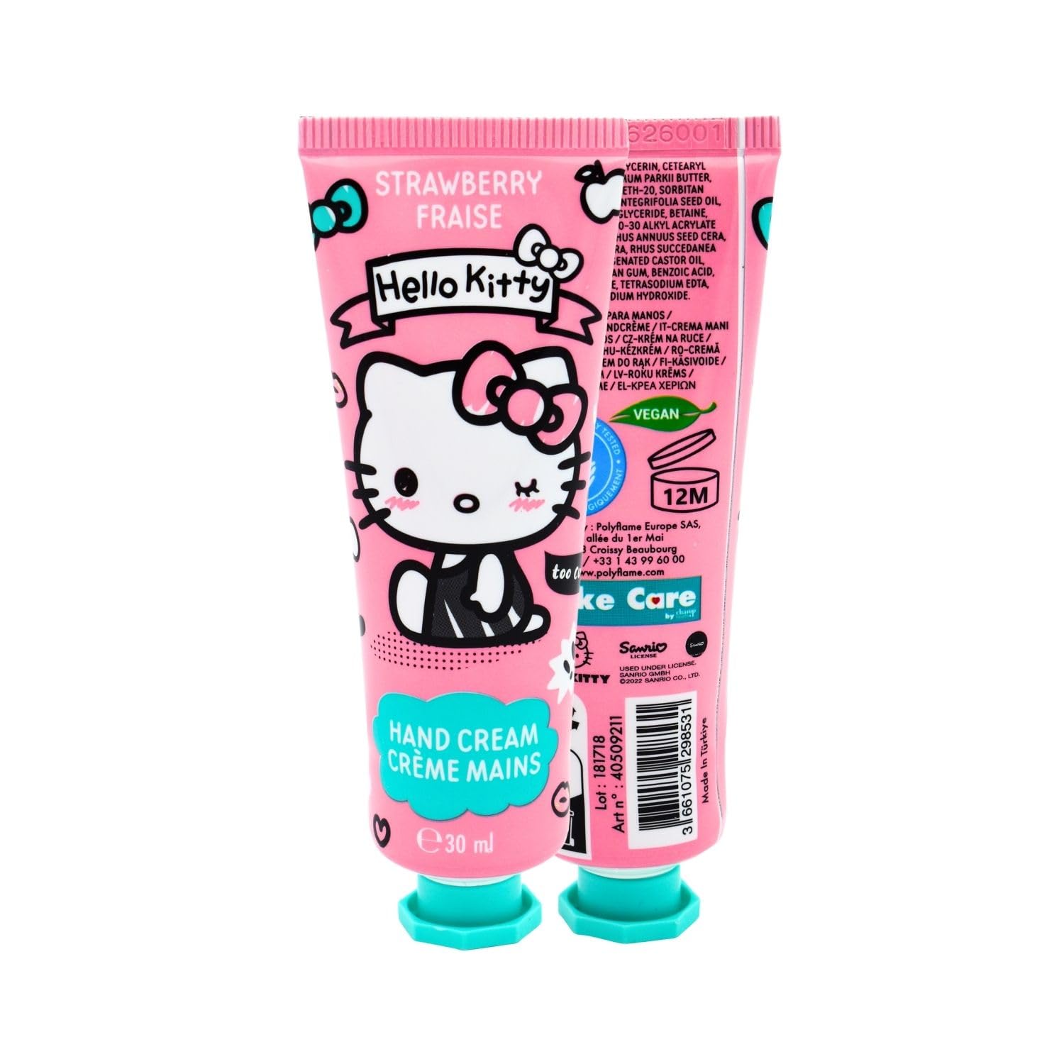Hello Kitty 2 in 1 Natural Hand & Nail Cream – 30ml | For Dry, Cracked Hands | Enriched with Shea Butter & Vitamin A | Vegan & Dermatologically Tested | Non-Greasy & Fast-Absorbing for Kids & Adults