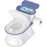 Potty Training Seat Toddler Toulet 2-In-1 Toddler Potty Training Toilet - Larger Potty Chair & Detachable Training Seat For Boys & Girls Ages 1-3 With Flushing Sound, Wipes Storage Toilet Paper Holder
