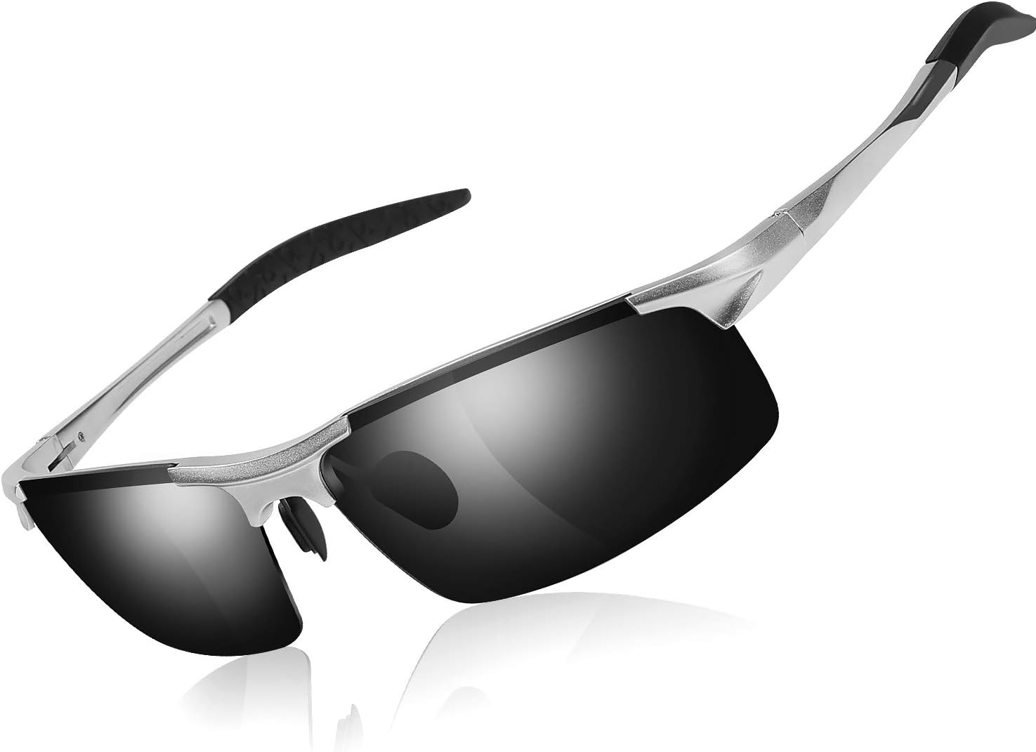 Mens Fashion Driving Polarized Sunglasses - Man Rectangular Glasses Al Mg Metal Frame Ultra Light 100% UVA UVB Protection for Driving Sport Golf Running Fishing