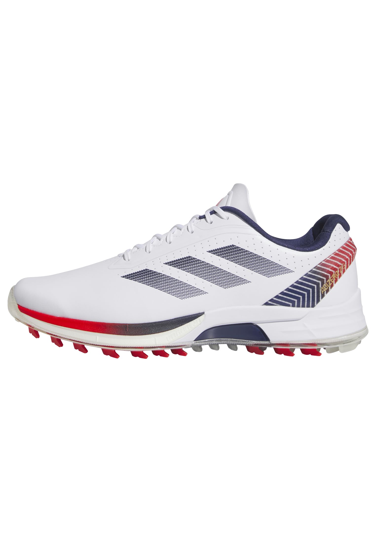 Adidas Men’s Adizero ZG Ryder Spikeless Golf Shoes, Footwear White/Dark Blue/Red, 12.5