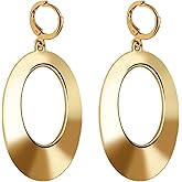 Dangle Hoop Earrings for Women,14k Gold/Silver Plated Geometric Hoops Earrings with High Polished Surface,Hypoallergenic Huggie Drop & Dangle earrings for Women