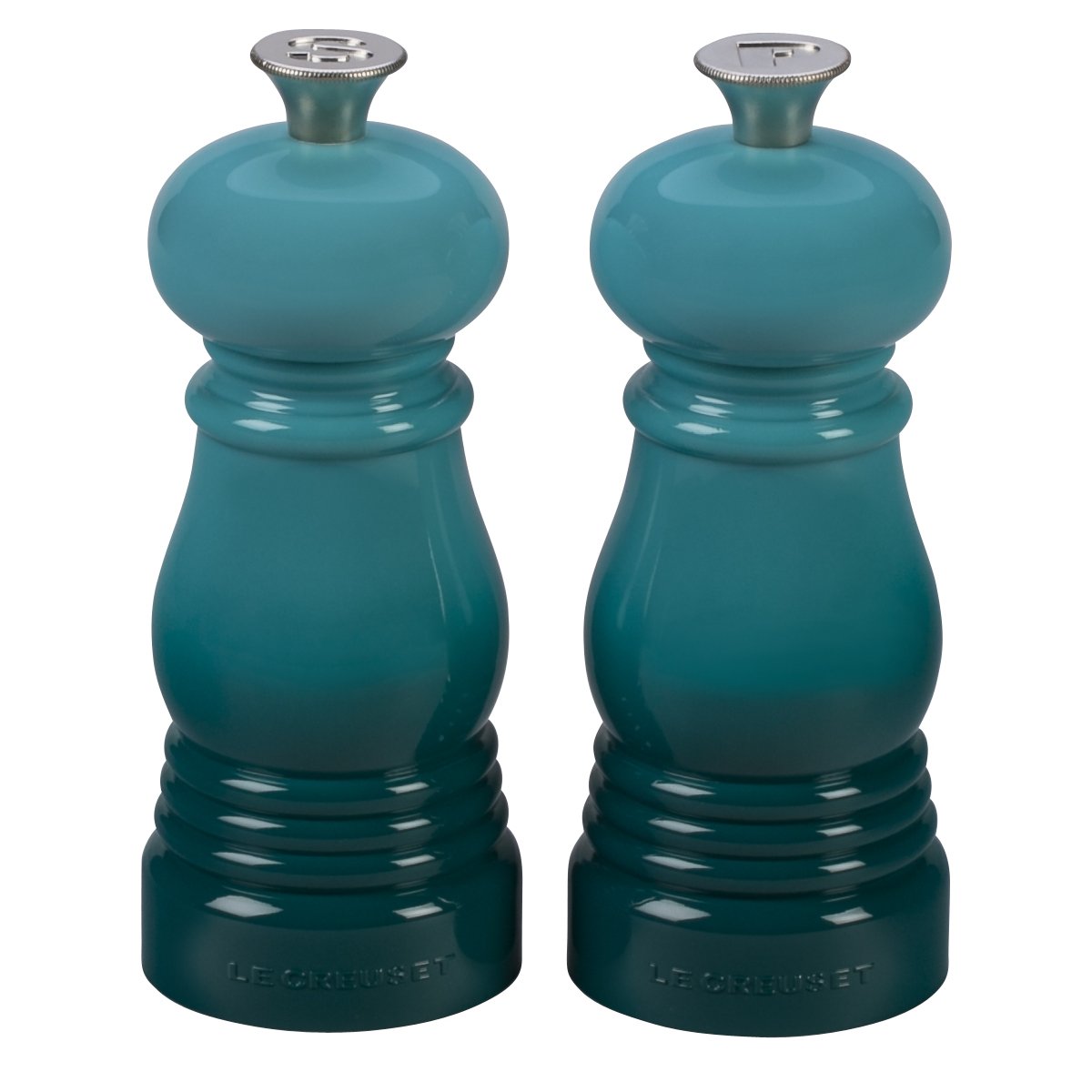 Le Creuset Classic Salt and Pepper Mill Set, Personal Use, Chip-Resistant ABS Plastic, Anti-Corrosion, 11 cm, Teal, 96002500490000 โ image 1
