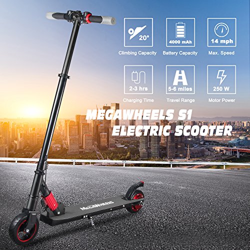 MegaWheels Electric Scooter for Kids and Adults up to 14mph Ultra-Lightweight Foldable Electric Kick Scooter