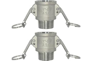 VARMHUS Male Pipe Threads x 1" Type B Trash Pump Adapter Female Camlock,Type B Hose Fitting,Stainless Steel 316 (1")