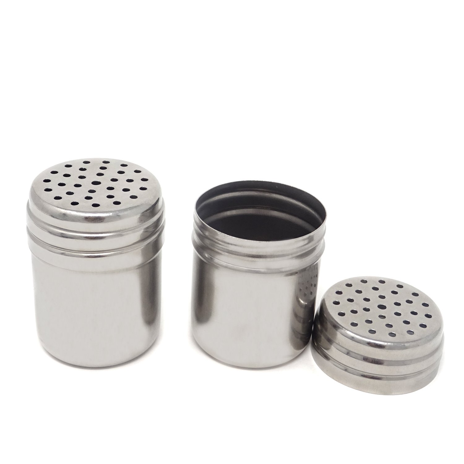 Honbay 2PCS Stainless Steel Dredge Salt Sugar Spice Pepper Shaker Seasoning Cans