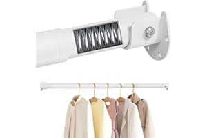 Closet Rods For Hanging Clothes,17-99 Inches Stepless Spring Adjustable Closet Rod With bracket U-shaped,1.3 Inches Heavy Dut