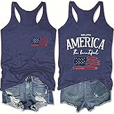 USA Tank Tops Women Funny 4th of July Outfits Shirts Sleeveless Patriotic T Shirt American Flag Graphic Loose Vest Tees
