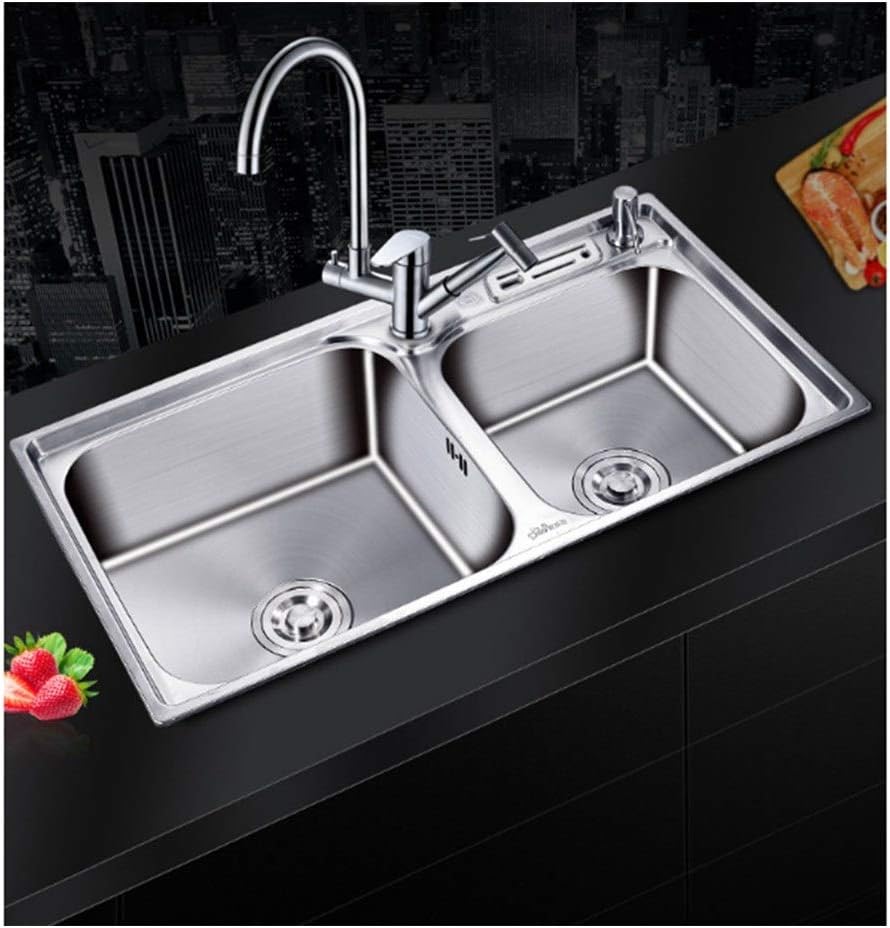 Basin 2 Basin Kitchen Sink 304 Stainless Steel, Top Mount Built in Multi-Purpose Dish tub Complete Sink Pack mp1221