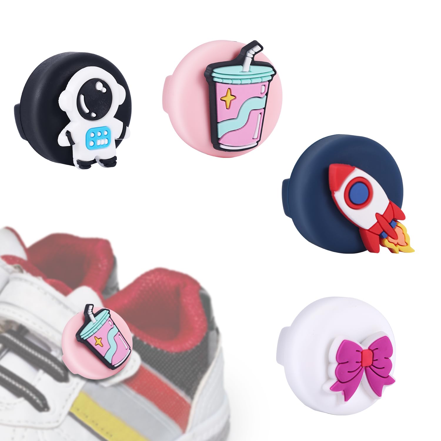 Photo 1 of 4pcs Shoelace Holders for Airtag, Soft Silicone Cute Hidden Clip Tag for Airtag Kids Toddler GPS Shoe Case Cover Sandals Cloth Shoes & Sneakers
